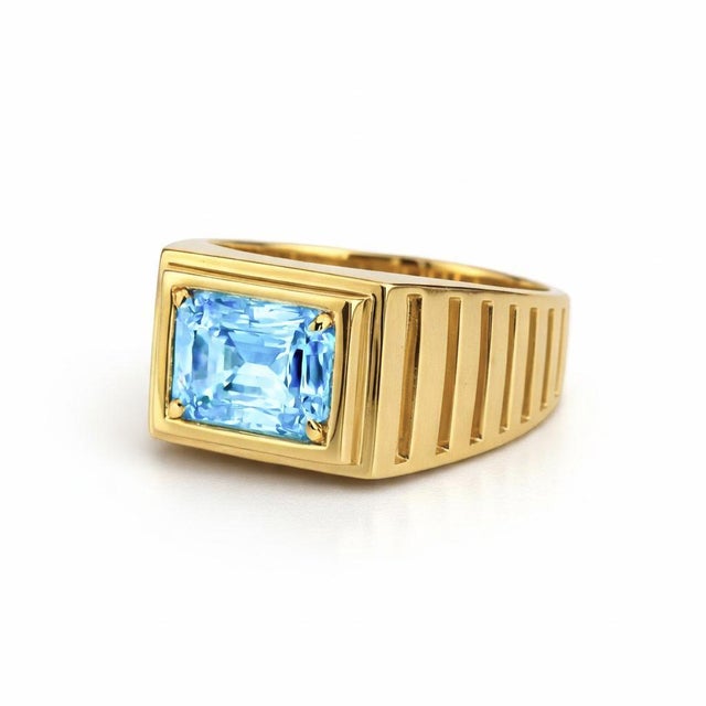 Art Deco Signet Ring for Men with Topaz, silver, gold. Rectangular Topaz Ring for Men. Men’s Topaz Signet Ring. Vintage...