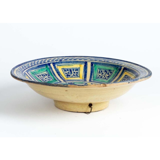 1920s Blue, Aqua and Yellow Moroccan Bowl, Early 20th Century For Sale - Image 5 of 6