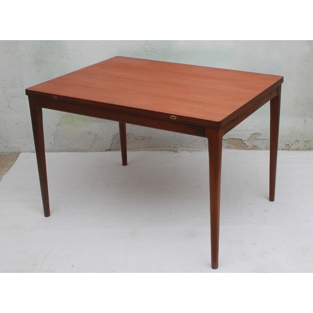 Extendable Dining Table with Swivel-Folding Mechanism in Teak, 1965 For Sale - Image 11 of 12