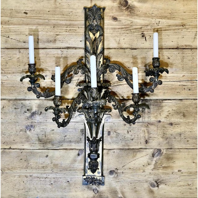 18th century 5 Branch Wall Sconce Candelabra This is a very large antique wall candle sconce, the sconce is highly...