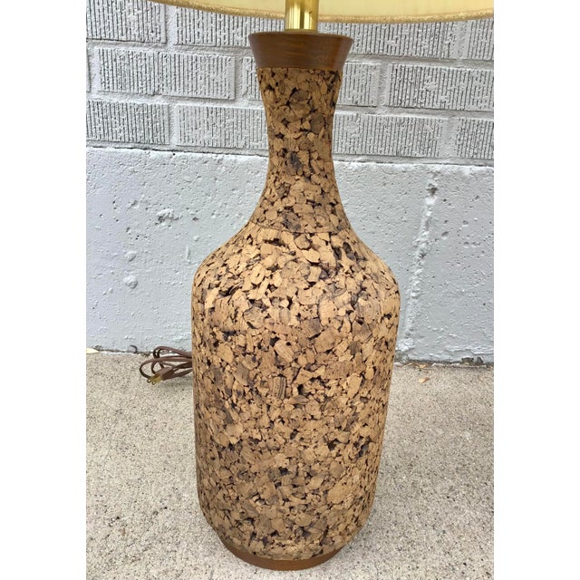 Wood Mid 20th Century Mid Century Cork Table Lamps, a Pair For Sale - Image 7 of 15