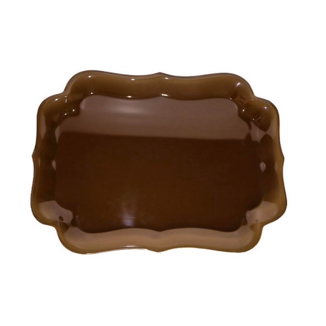 Contemporary 1970s Spisani for Svenskt Tenn Barockbrickan Brown Acrylic Tray For Sale - Image 3 of 10