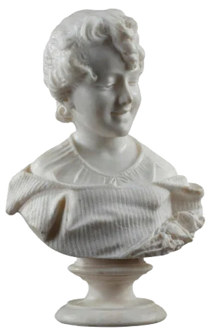 19th Century Alabaster Bust of a Young Girl