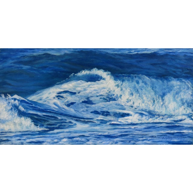 Endless Rhythms by Rob Alexander | Oil on hardwood panel Ocean waves in blue tones. For Sale