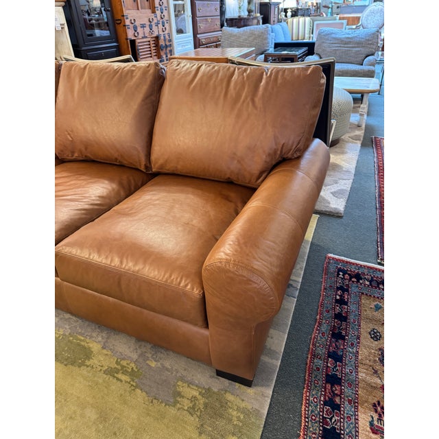 2020s Pottery Barn Turner Roll Arm Leather Sofa, Caramel For Sale - Image 5 of 12