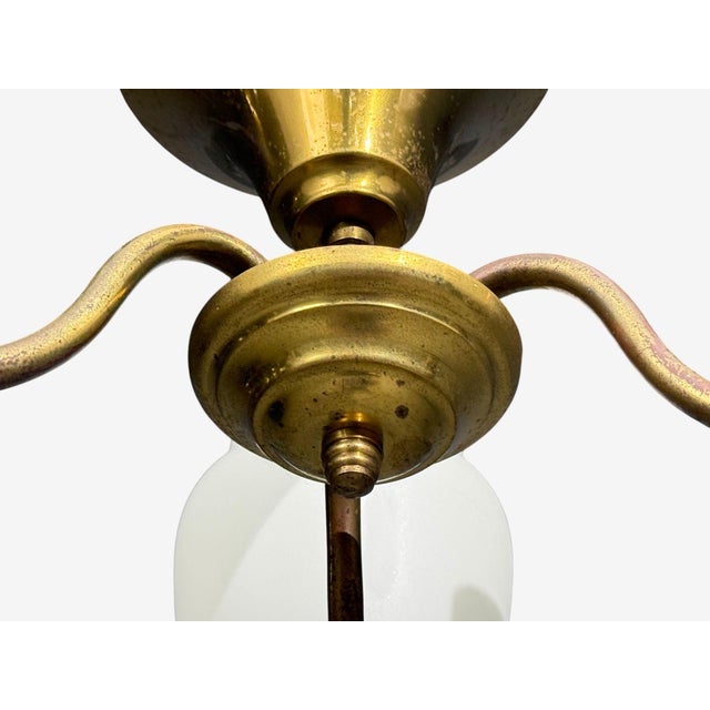 1940s Danish Modern, Pendant Light, Brass, Glass For Sale - Image 10 of 12