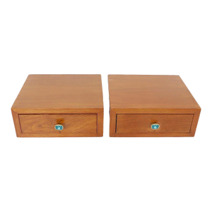 1960s Pair of Mid Century Floating Nightstands with Pepe Mendoza Pulls, Attributed