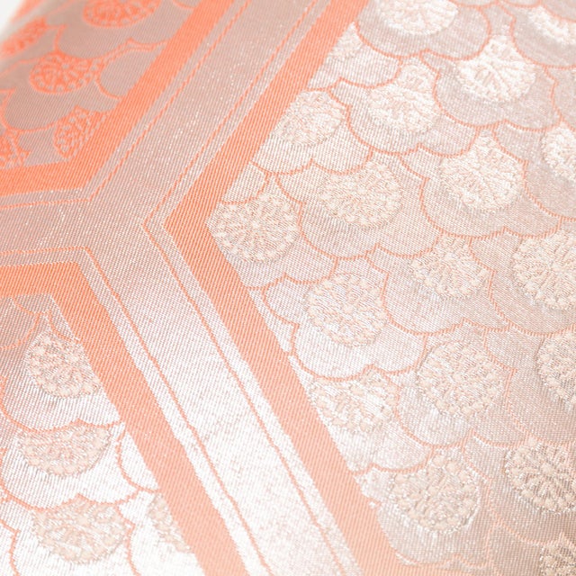 Art Deco 1970s Peach Ombre Silk Lumbar Pillow With Silver Accents For Sale - Image 3 of 5