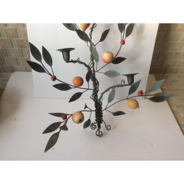 Painted Tole Candle Wall Sconce With Fruits Chairish