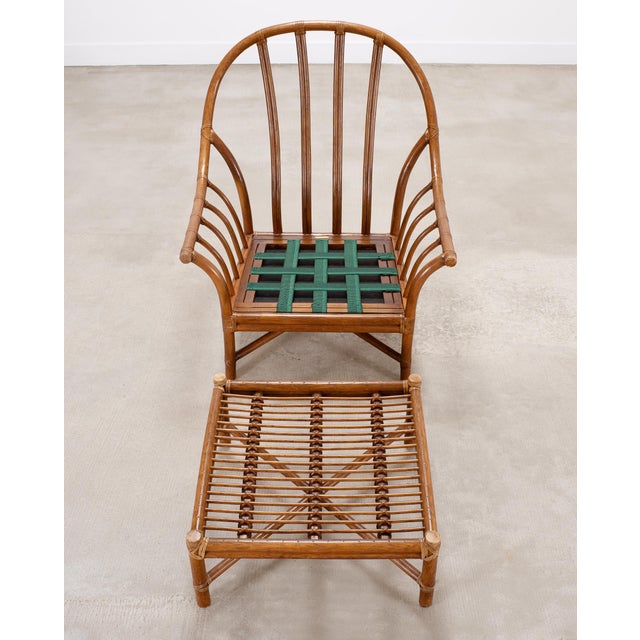 Pair of McGuire Organic Modern Rattan Lounge Chairs + Ottoman For Sale - Image 13 of 18