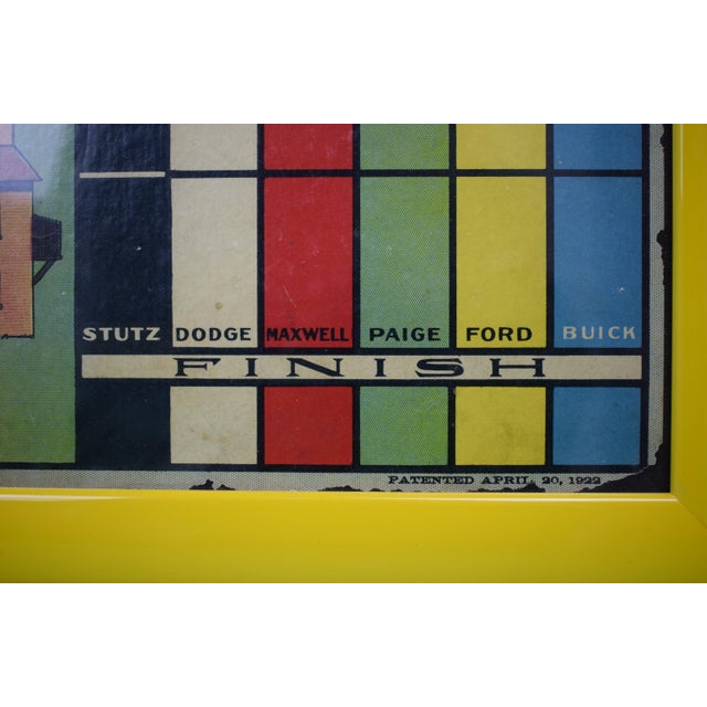 Spe-Dem Auto Race C1922 Game Board in Yellow Frame For Sale - Image 4 of 6