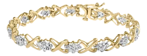 10k Yellow Gold Plated .925 Sterling Silver 2.00 Cttw Round-Cut Diamond Link 7" Bracelet (H-I Color, I2-I3 Clarity)