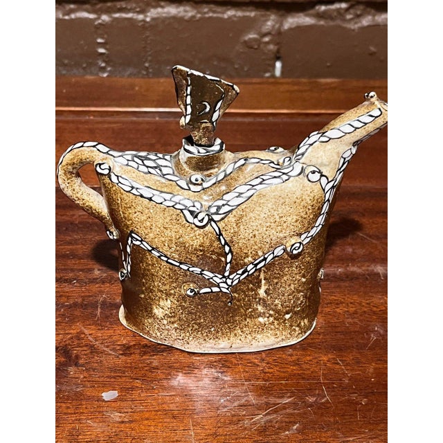 Contemporary Gerry Wallace Studio Art Pottery Slab Built Teapot Figurinal Lid Cerami For Sale - Image 4 of 9