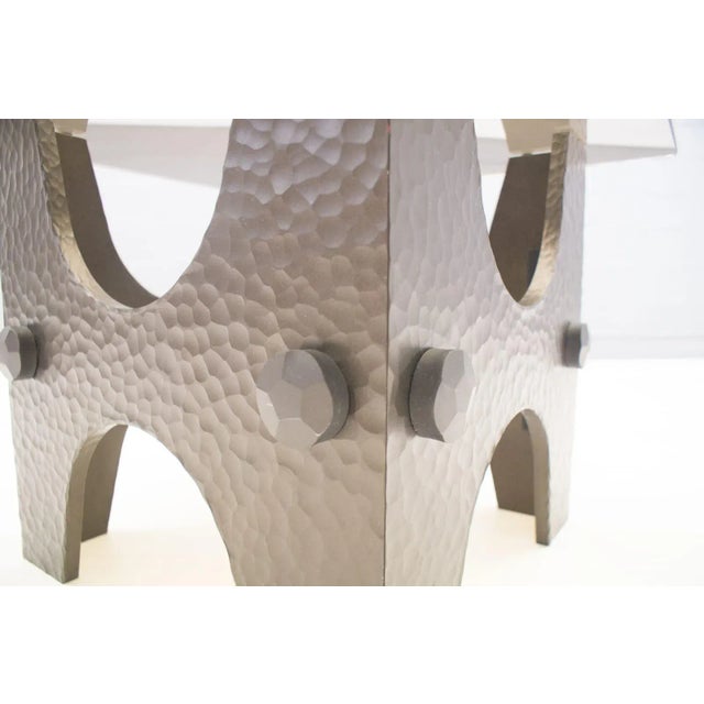 Small Brutalist Bronze Hammer Finish Coffee Table, 1960s For Sale - Image 6 of 9