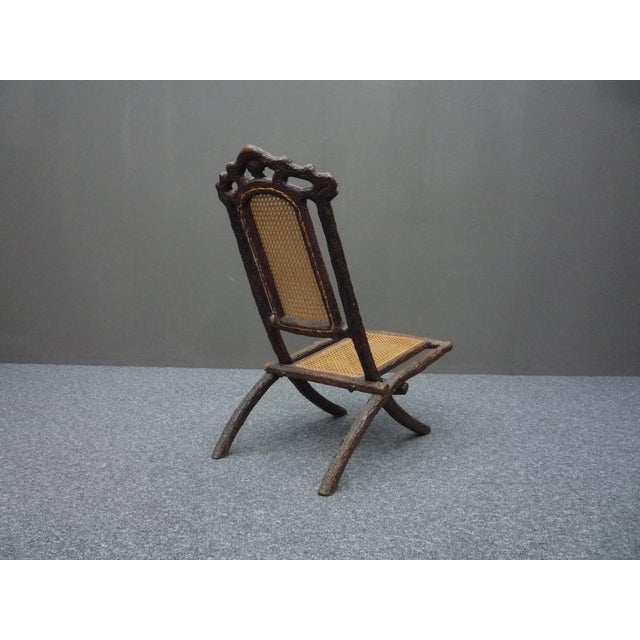 Antique and Hand Carved Folding Chair, 1900s For Sale - Image 3 of 15