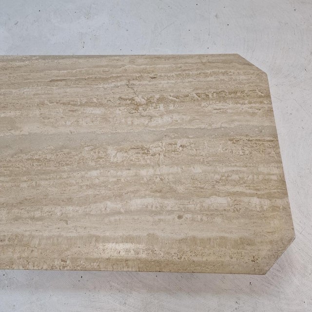 Beige Italian Coffee Table in Travertine, 1980s For Sale - Image 8 of 14