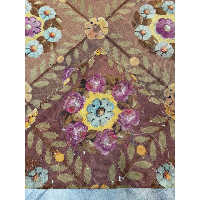 8th Century French Aubusson Floral Rug Fragment - 4'9'' X 6'6'' For Sale - Image 10 of 10