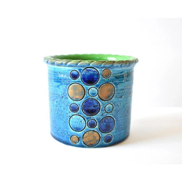 Mid-Century Modern Mid-Century Aldo Londi for Bitossi Rimini Blue Planter Pot Cachepot For Sale - Image 3 of 12