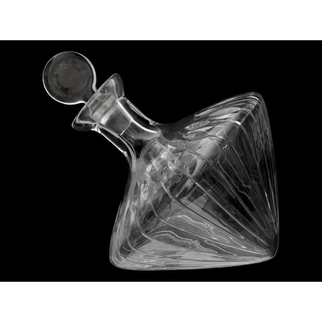 Mid-Century Modern Mid 20th Century Crystal Tilted "Spinning" Top Decanter For Sale - Image 3 of 7