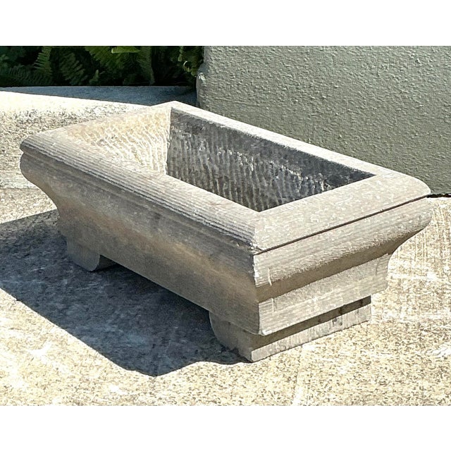 Vintage Engraved Stone Planter For Sale - Image 9 of 12