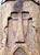 This exceptional vintage folk art mask is a masterwork of rustic expressionism, hand-carved from a single block of solid...
