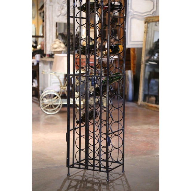 Mid-Century French Polished Iron Forty Four Bottle Wine Cellar Rack Cage For Sale - Image 4 of 10