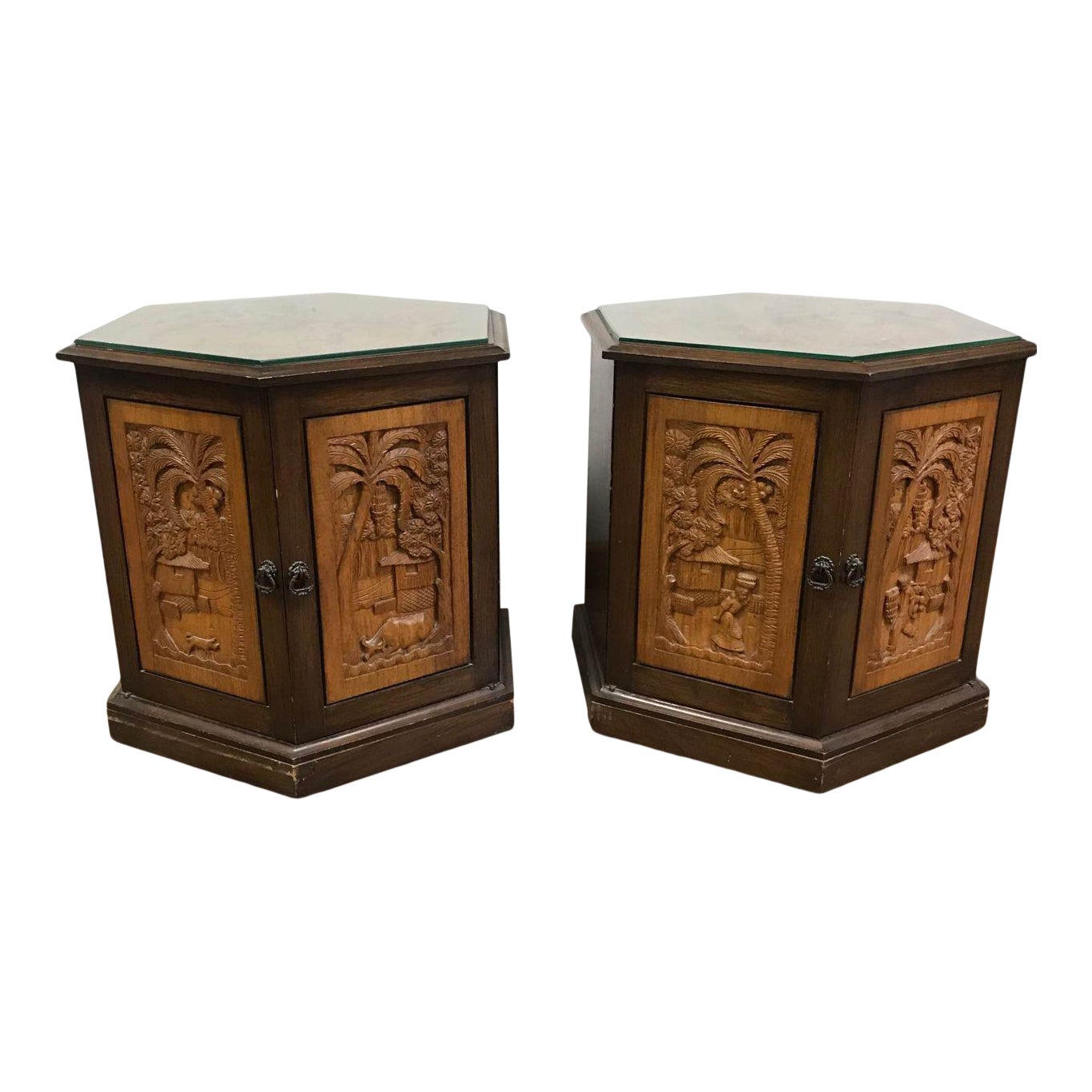 20th Century Asian Hand Carved End Side Tables a Pair Chairish