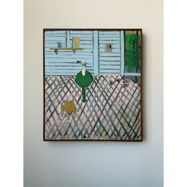 Mid 20th Century Mid 20th Century Original Oil Painting of Backyard Scene by Alan Peters For Sale - Image 5 of 7