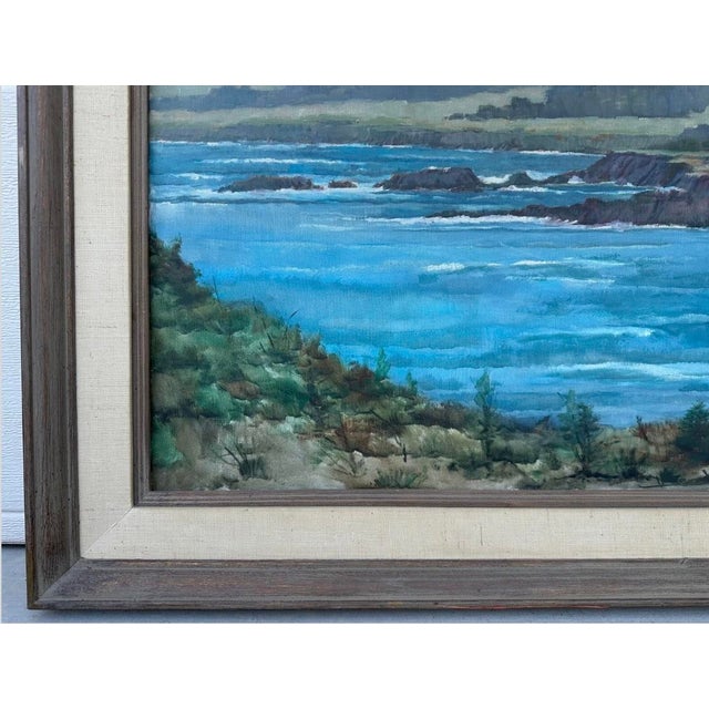 1960s Spyglass Hill Pebble Beach Coastal Landscape by F. Phillips (1969) Original Oil Painting, Framed For Sale In San Diego - Image 6 of 12