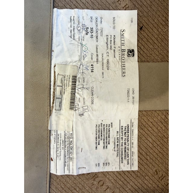 Smith Brothers 393 Beige Leather Three-Seat Sofa With Rolled Arms and Nailhead Trim For Sale - Image 10 of 10