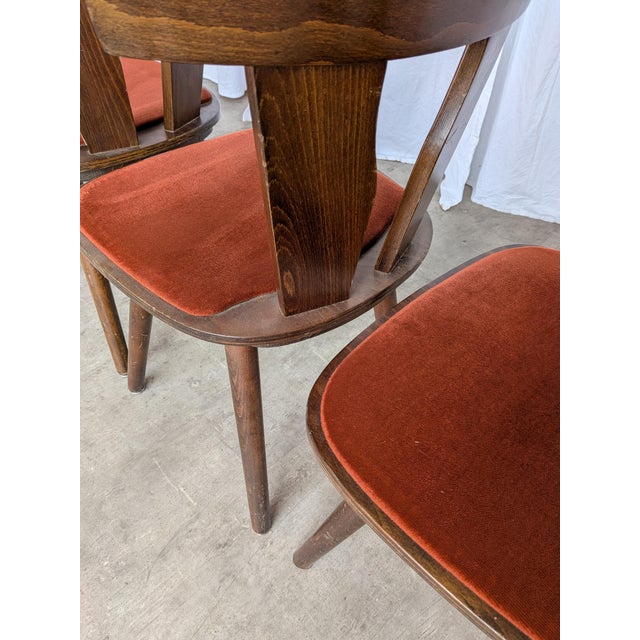 Vintage Tyrolean Dining Chairs with Red Fabric Seats, 1970s, Set of 4 For Sale - Image 17 of 18