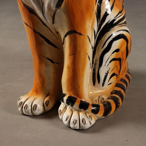 Italian Tiger Sculpture in Ceramic For Sale - Image 4 of 8