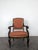 Restoration Mahogany Armchair with Curved Armrests and Orange Fabric, in Very Good conditions. Designed before 1890