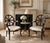 A stylish pair of antique Victorian carved mahogany desk chairs with unusual circular spider web backs, shaped arms and...