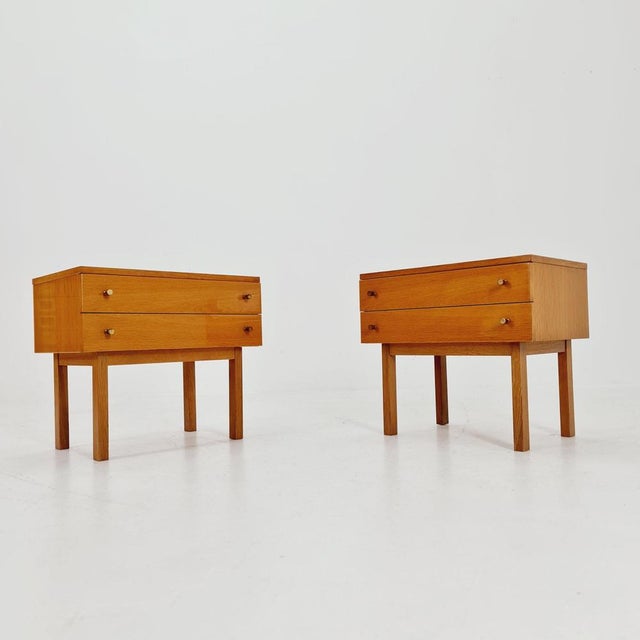 Brown Mid-Century Modern German Oak Nightstands from WK Möbel, 1960s, Set of 2 For Sale - Image 8 of 11