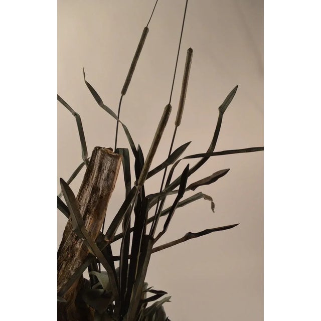 Mid-Century Modern Large Verdigris Copper Cattails and Driftwood Fountain For Sale - Image 3 of 11