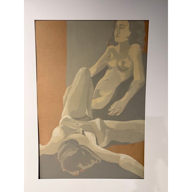 Paper Vintage Midcentury Nude Painting- Framed. Large Scale. For Sale - Image 7 of 7