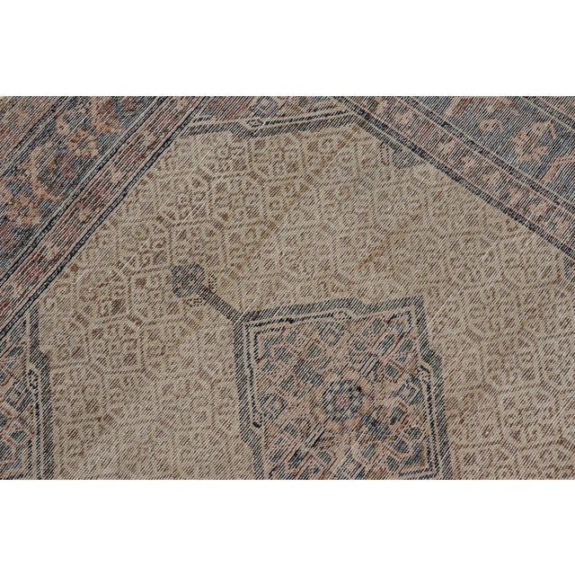 Antique Persian Serab Gallery With Tribal Geometric Design in Camel, Green, Blue For Sale - Image 11 of 11