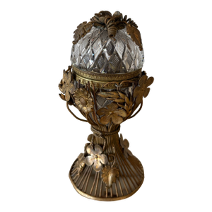Vintage Crystal and Gilt Bronze Hollywood Regency Table Lighter