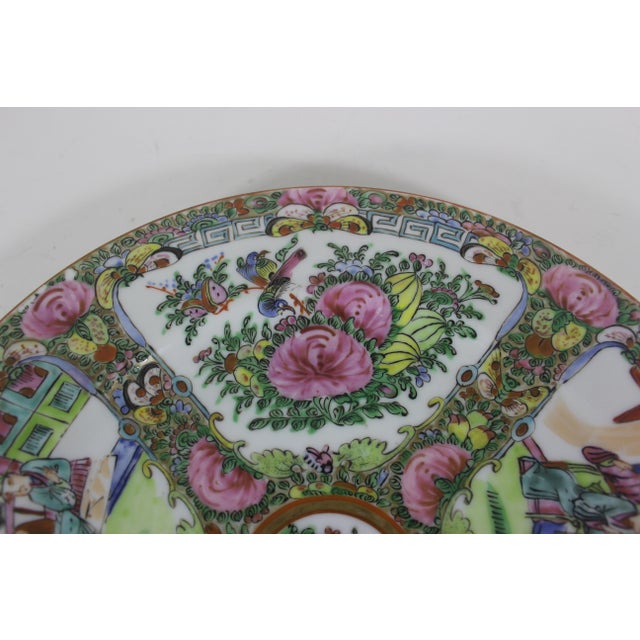 Early 20th Century Hand Painted Chinese Famille Rose Medallion 10” Plate With People For Sale - Image 5 of 12