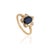 VR Jewels 14k Yellow Gold 1.3ct Oval Deep Blue Sapphire & Diamond Star Cluster Ring Size 4 For Sale - Image 4 of 18