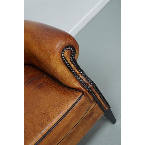 Brown Vintage Dutch Cognac Club Chair in Leather For Sale - Image 8 of 18