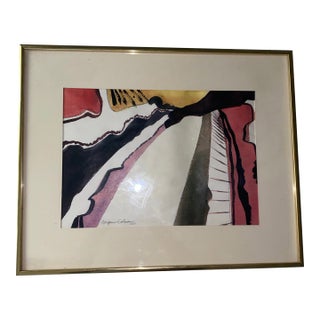 1980s Virginia Colman. Abstract Water Colour Painting Artwork With Bold Colors and Dynamic Lines, Signed For Sale