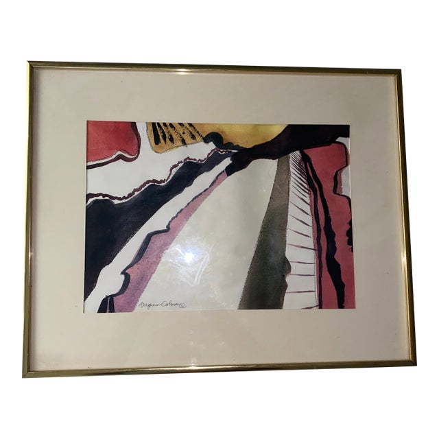 1980s Virginia Colman. Abstract Water Colour Painting Artwork With Bold Colors and Dynamic Lines, Signed For Sale