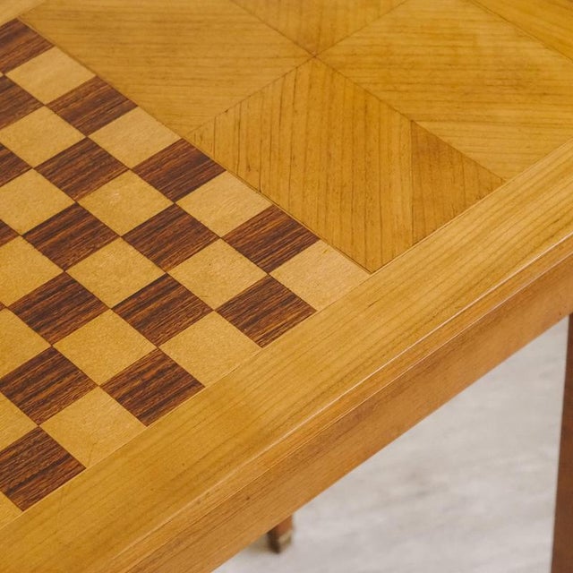 1920s Vintage Game Table with Chessboard and Leather Top For Sale - Image 5 of 17