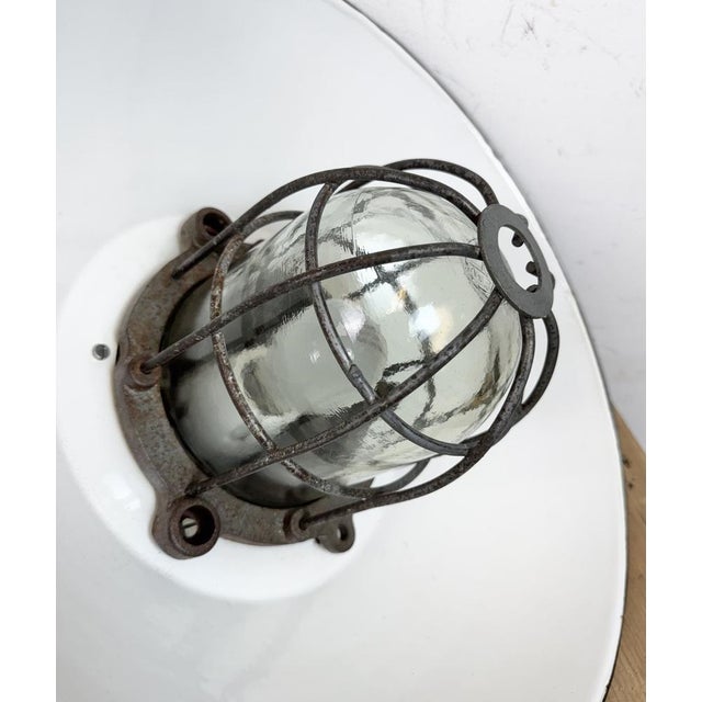 Black Enamel and Cast Iron Industrial Cage Pendant Light from Elektrosvit, 1960s For Sale - Image 15 of 18