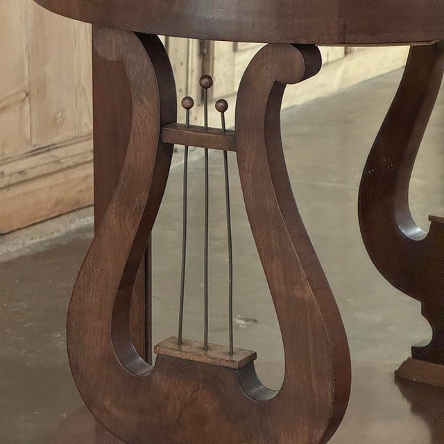Empire Demilune Lyre Console in Mahogany With St. Anne Marble Top For Sale - Image 10 of 18