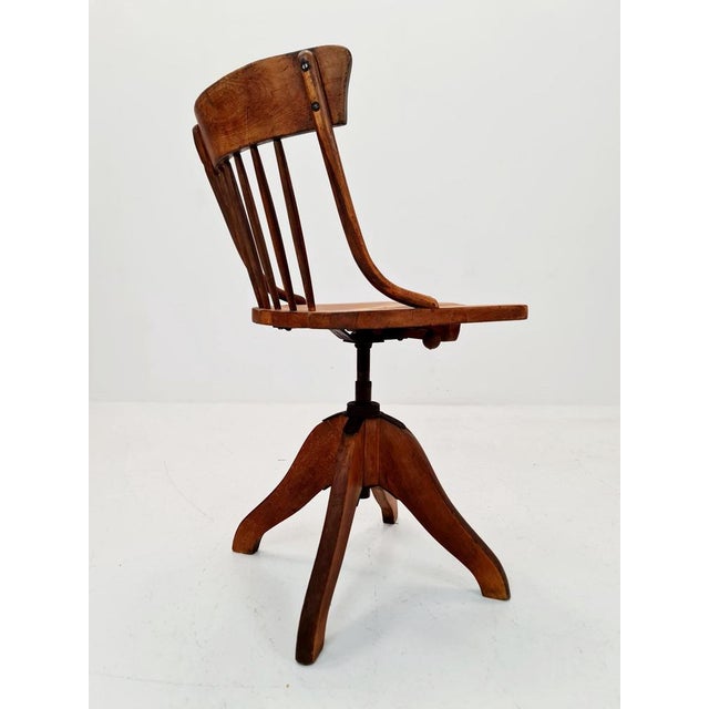 Wood Bauhaus Swivel Office Chair in Wood by Der Ferderdreh, 1930s For Sale - Image 7 of 11