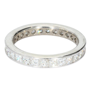 18k White Gold Eternity Band With Princess Cut Diamonds Size 6.5