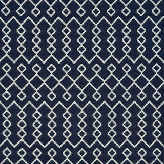 Schumacher Bricolette Fabric in Navy For Sale